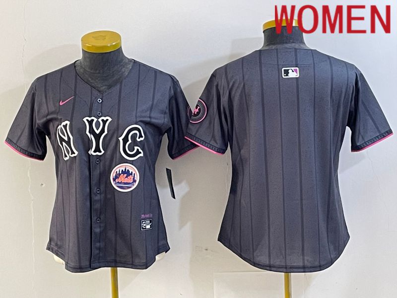 Women New York Mets Blank Black City Edition 2024 Nike MLB Jersey style 2->youth mlb jersey->Youth Jersey